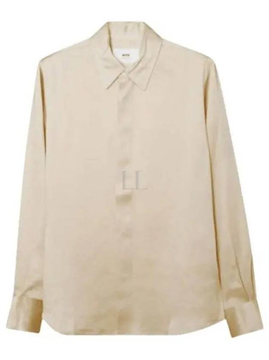 Classic Silk Long Sleeve Shirt Vanilla - AMI - BALAAN 2