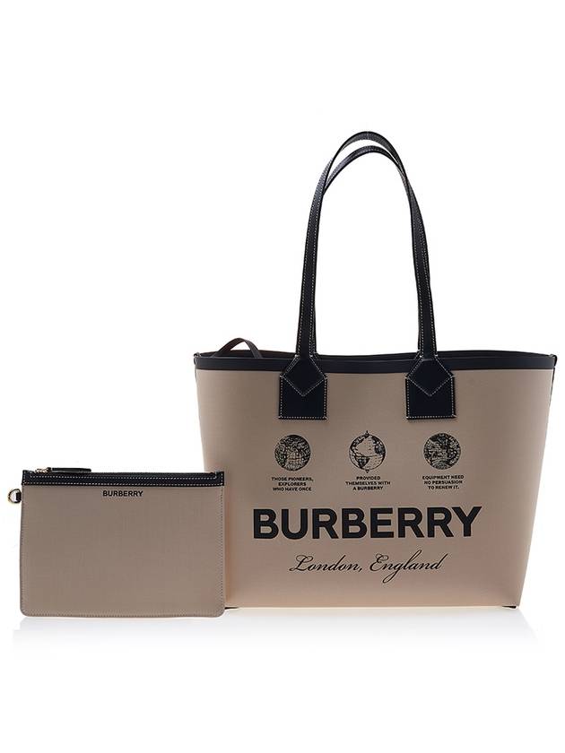 Label Print Medium London Cotton Tote Bag Beige - BURBERRY - BALAAN 2