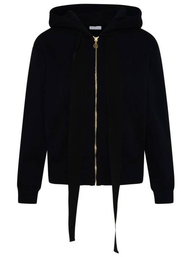 Logo Cotton Zip Up Hoodie Black - PATOU - BALAAN 2