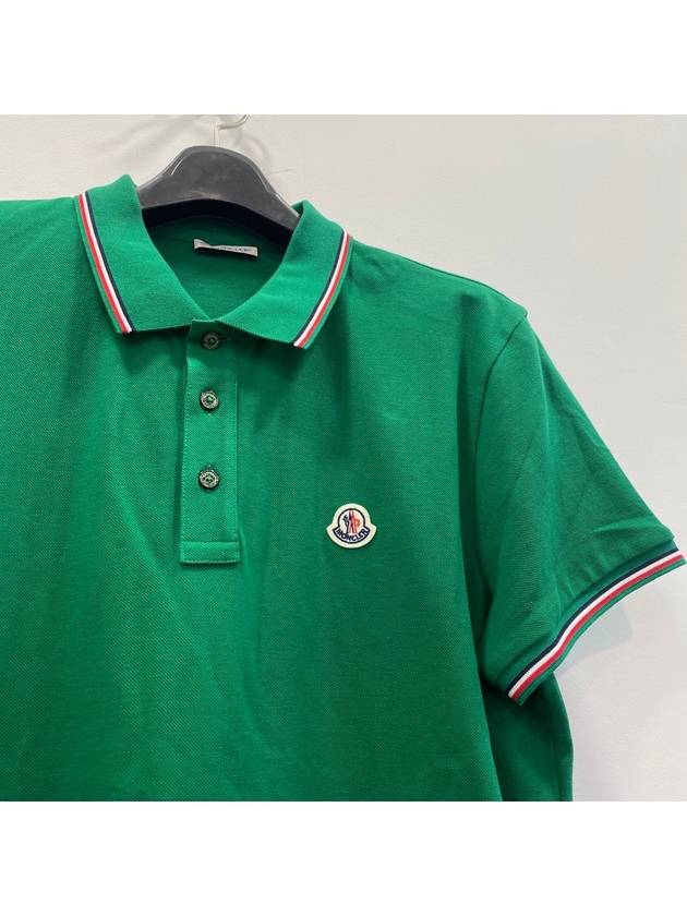 Three Stripes Logo PK Shirt Green - MONCLER - BALAAN.