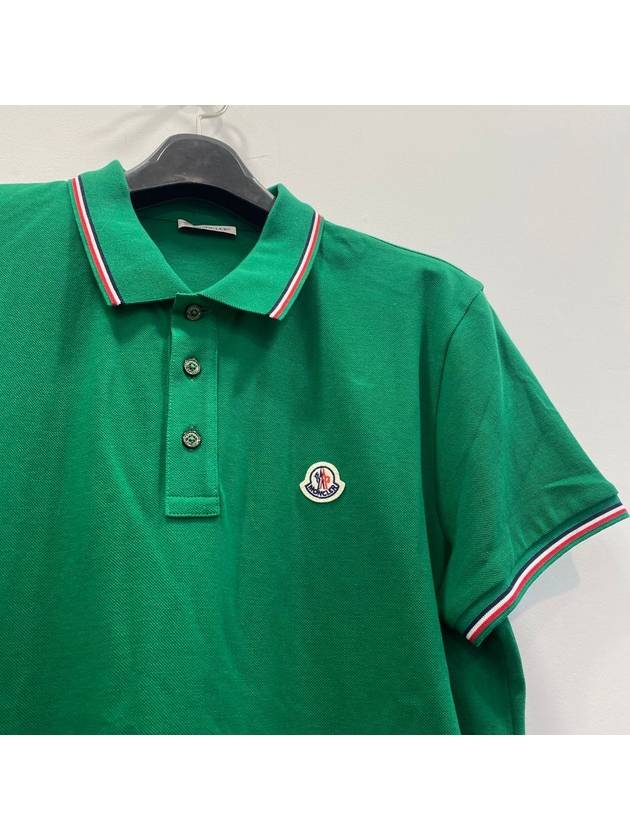 Men's Logo Three Stripes Point Short Sleeve Polo Shirt Green - MONCLER - BALAAN 4