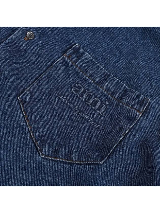 Washed Button-Up Denim Jacket Blue - AMI - BALAAN 5