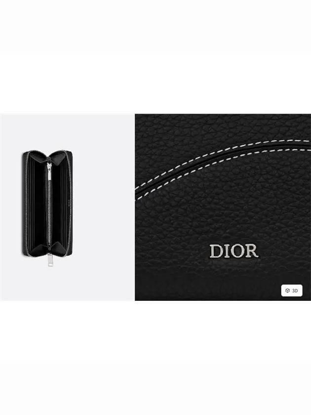 Saddle Zipper Leather Long Wallet Black - DIOR - BALAAN 5