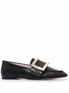 Women's Soft Gold Metal Buckle Loafers Black - ROGER VIVIER - BALAAN.