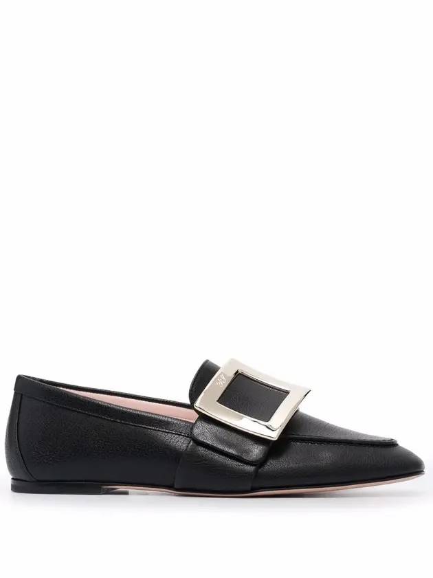 Women's Soft Gold Metal Buckle Loafers Black - ROGER VIVIER - BALAAN.