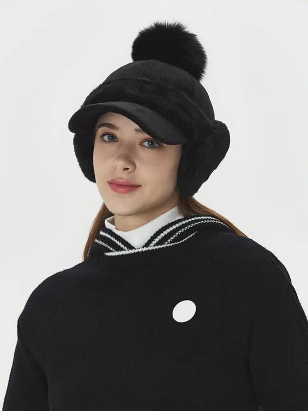 Women s Fake Fur Corduroy Ear shaped Hat DE4WAP782BK - DUVIK - BALAAN 6