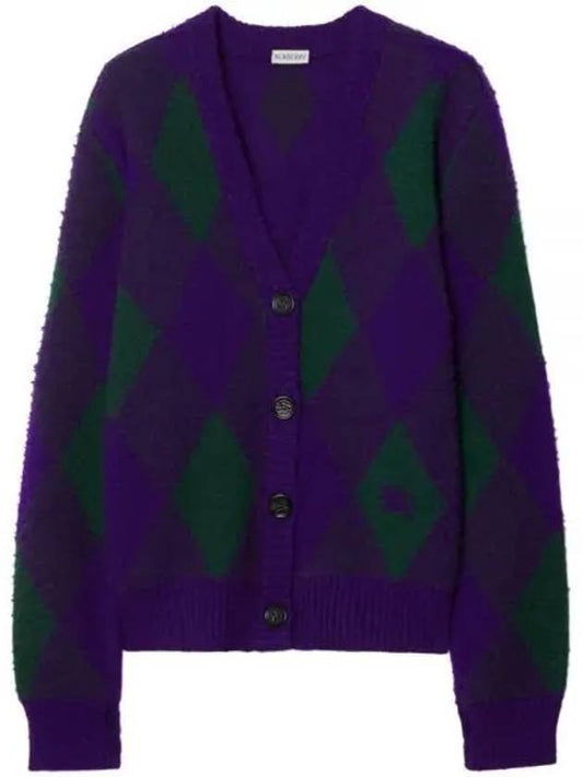 Argyle Wool Cardigan Purple - BURBERRY - BALAAN 2