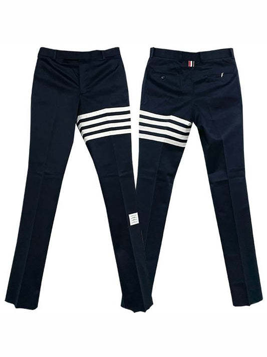 Diagonal Unconstructed Chino Straight Pants Navy - THOM BROWNE - BALAAN 2