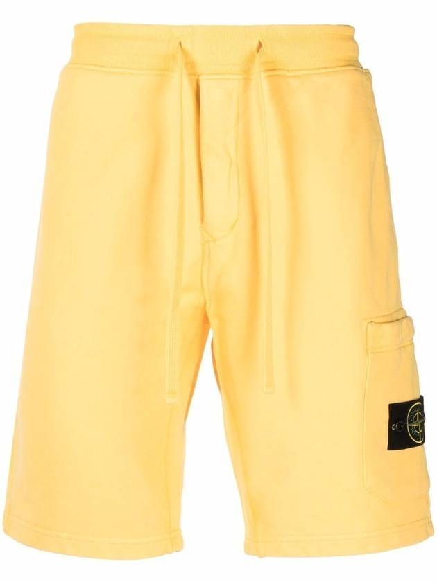 Men's Waffen Patch Bermuda Shorts Yellow - STONE ISLAND - BALAAN.
