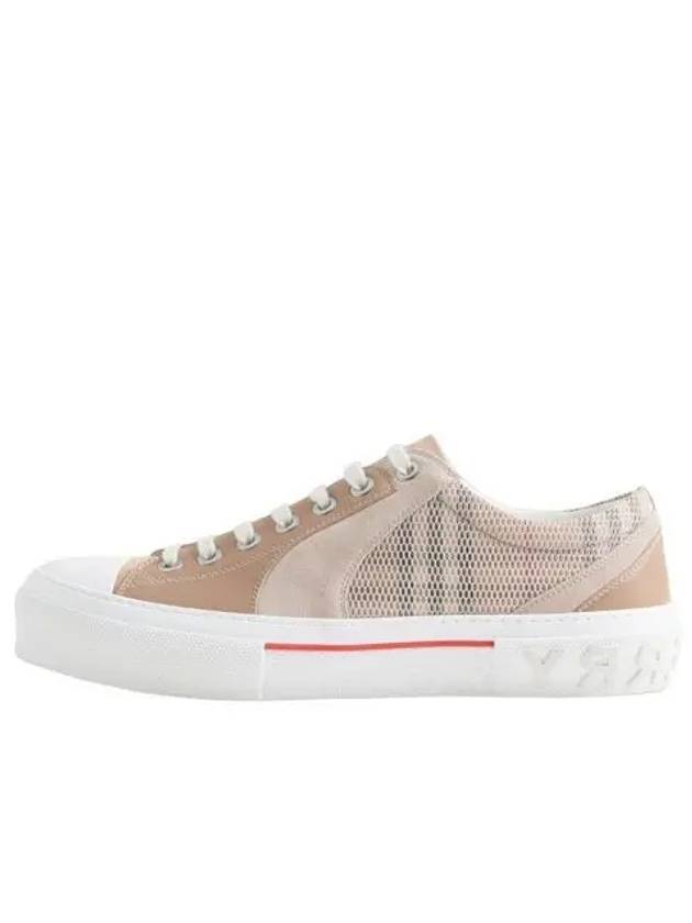 Vintage Check Mesh Leather Suede Low Top Sneakers Beige - BURBERRY - BALAAN 2