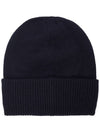 V Logo Turn-Up Wool Beanie Navy - VALENTINO - BALAAN 3