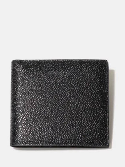 Pebble Grain Leather Half Wallet Black - THOM BROWNE - BALAAN 2