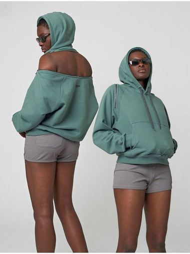 Zipper Hoodie Sweatshirt Light Green - ATHPLATFORM - BALAAN 1