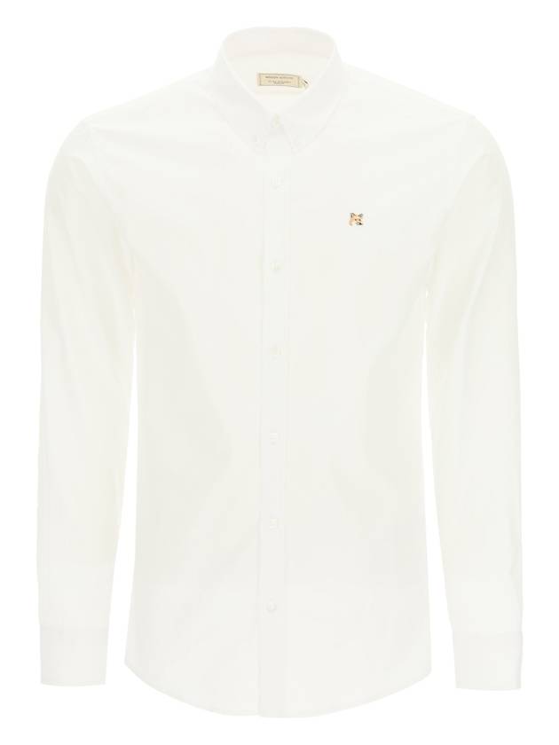 Men's Fox Head Classic Long Sleeve Shirt White - MAISON KITSUNE - BALAAN.