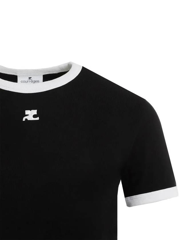 Contrast Signature Short Sleeve T-Shirt Black - COURREGES - BALAAN 5