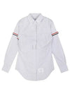 Women's Armband University Striped Oxford Shirt Medium Grey - THOM BROWNE - BALAAN 2