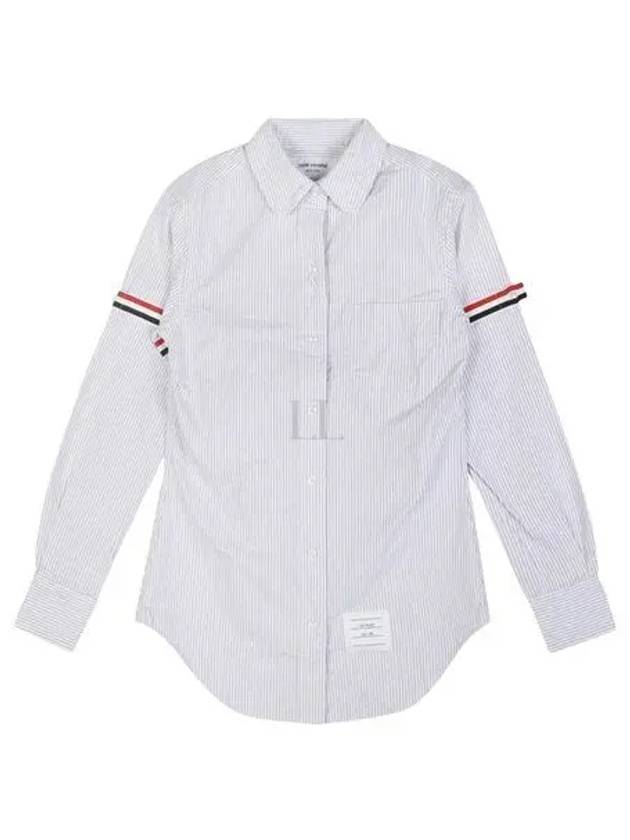 Women's Armband University Striped Oxford Shirt Medium Grey - THOM BROWNE - BALAAN 2