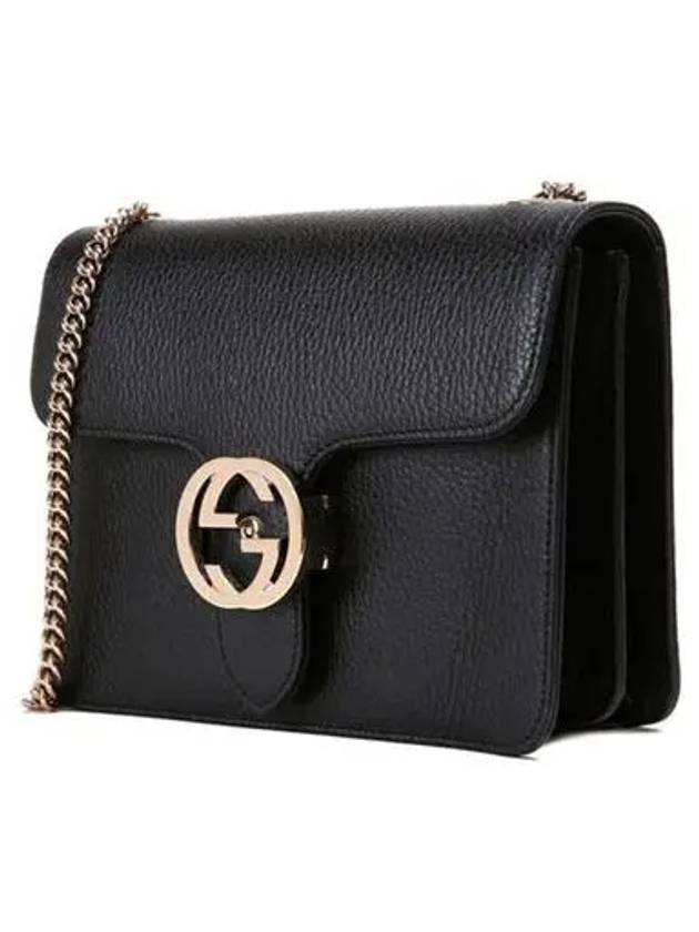 Interlocking GG Chain Small Cross Bag Black - GUCCI - BALAAN 4