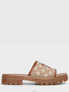 Clea Triomphe Canvas Calfskin Slipper Brown Beige - CELINE - BALAAN 3