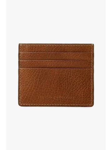 Men s Grained Calfskin Mini Card Case Brown - BRUNELLO CUCINELLI - BALAAN 1