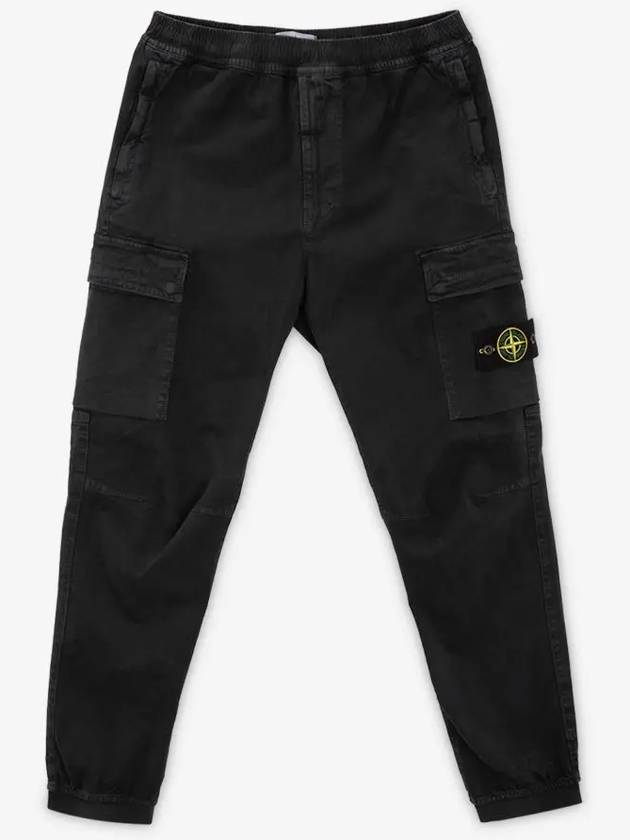 Stretch Cotton Cargo Straight Pants Black - STONE ISLAND - BALAAN 3