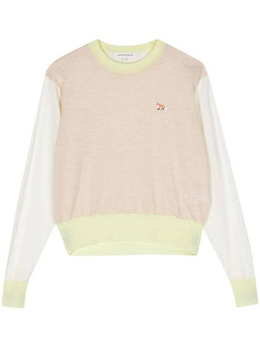 Color Block Merino Wool Knit Top Beige - MAISON KITSUNE - BALAAN 1