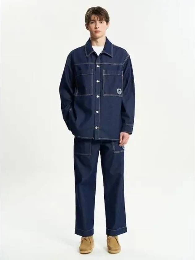 Men s workwear pants trousers indigo denim foxhead patch domestic product GM0023110207322 - MAISON KITSUNE - BALAAN 1