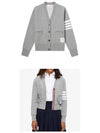 Varsity Pique 4 Bar V-neck Cardigan Light Grey - THOM BROWNE - BALAAN 5