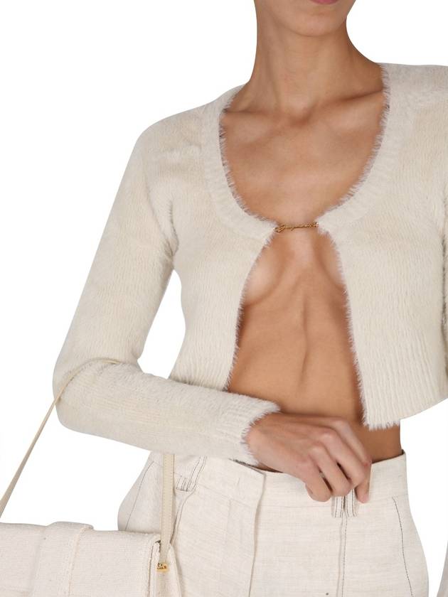 La Maille Neve Manches Longues Fluffy Charm Logo Cardigan Offwhite - JACQUEMUS - BALAAN 7