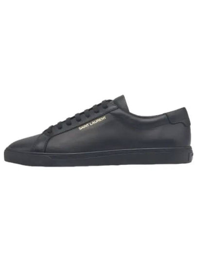 Andy Embossed Logo Leather Low Top Sneakers Black - SAINT LAURENT - BALAAN 2