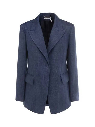 single-breasted linen blazer jacket Deep Ocean - CHLOE - BALAAN 1