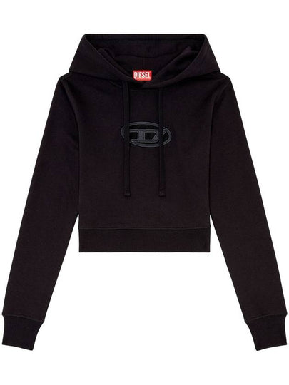 F Slimmy Hood OD Cut Out Oval D Logo Hoodie Black - DIESEL - BALAAN 2