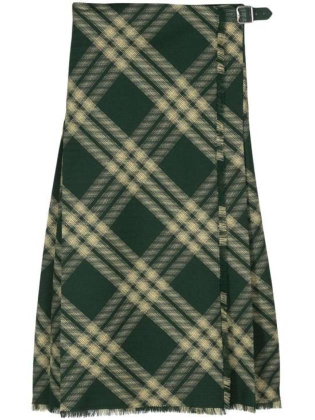 Check Pattern Wool A-Line Skirt Green - BURBERRY - BALAAN 2