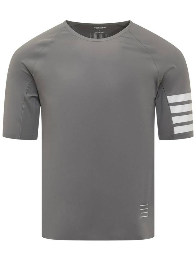 4-Bar Stripe Crew Neck Short Sleeve T-Shirt Grey - THOM BROWNE - BALAAN 2