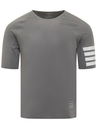 4-Bar Stripe Crew Neck Short Sleeve T-Shirt Grey - THOM BROWNE - BALAAN 2