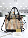 Haymarket Check Brown Leather Tote Shoulder Bag 3723050 - BURBERRY - BALAAN 1