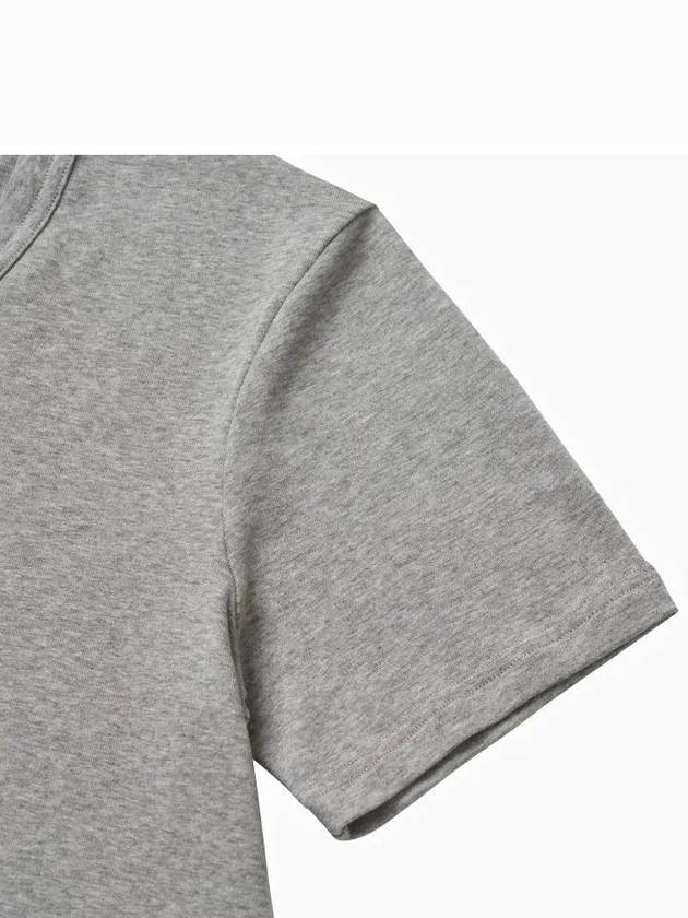 Cotton V-neck Short Sleeve T-Shirt Grey - TOM FORD - BALAAN 4