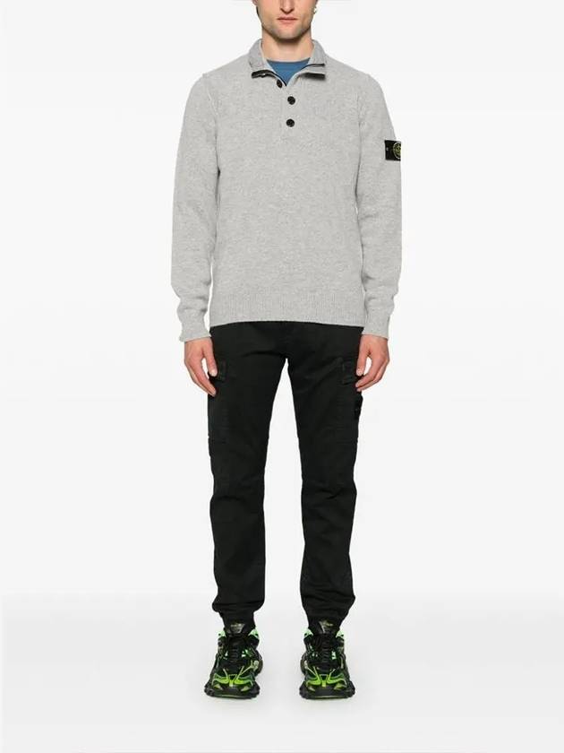 Wappen Patch Half Button Lambswool Knit Top Grey - STONE ISLAND - BALAAN 5