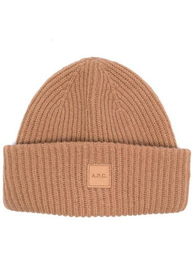 Logo Patch Wool Cashmere Beanie Camel - A.P.C. - BALAAN 1