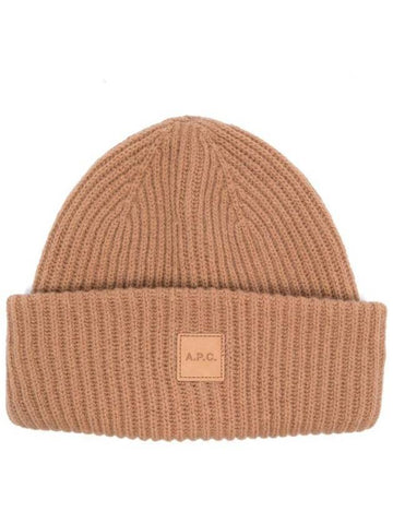 Logo Patch Wool Cashmere Beanie Camel - A.P.C. - BALAAN 1