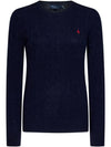Embroidered Logo Pony Cable Knit Top Navy - POLO RALPH LAUREN - BALAAN 1