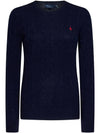 Embroidered Logo Pony Cable Knit Top Navy - POLO RALPH LAUREN - BALAAN 2