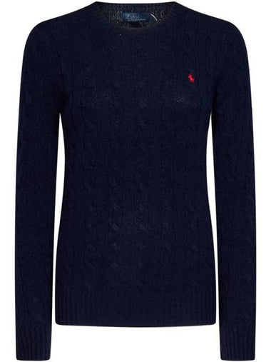 Embroidered Logo Pony Cable Knit Top Navy - POLO RALPH LAUREN - BALAAN 1