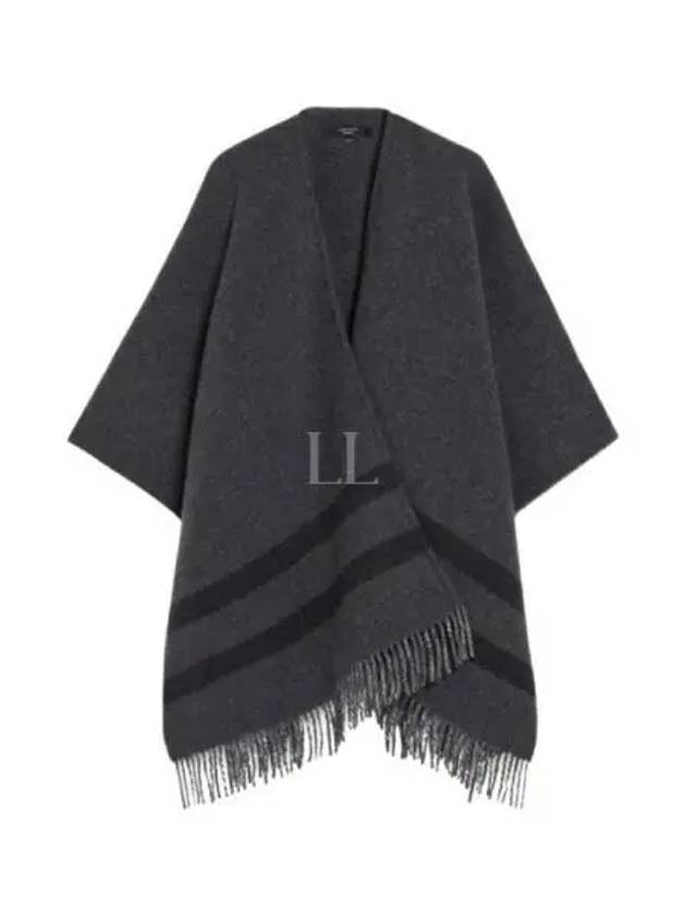 Wool Blend Cloak Poncho Dark Grey - MAX MARA - BALAAN 2