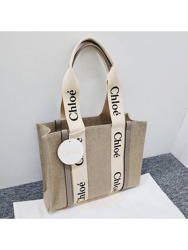 Woody Canvas Medium Tote Bag Grey - CHLOE - BALAAN 3