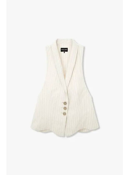 Women s Striped Shawl Vest Light Beige - GIORGIO ARMANI - BALAAN 1