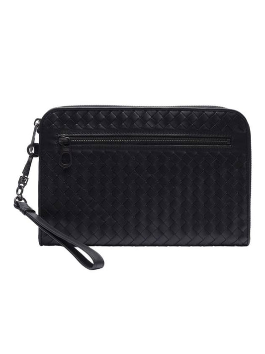 Intrecciato Documents Zipper Clutch Bag Black - BOTTEGA VENETA - BALAAN 1