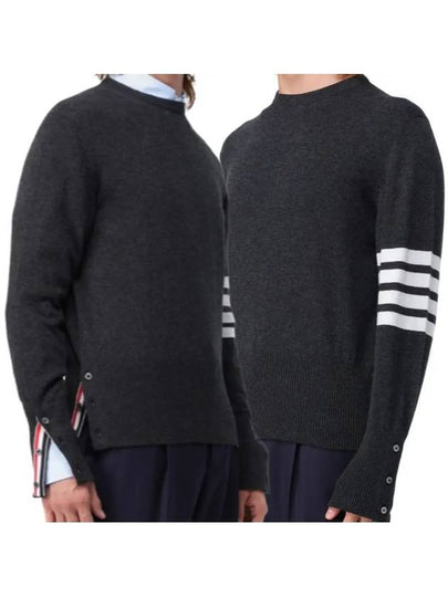 Diagonal Classic Cashmere Knit Top Dark Grey - THOM BROWNE - BALAAN 2