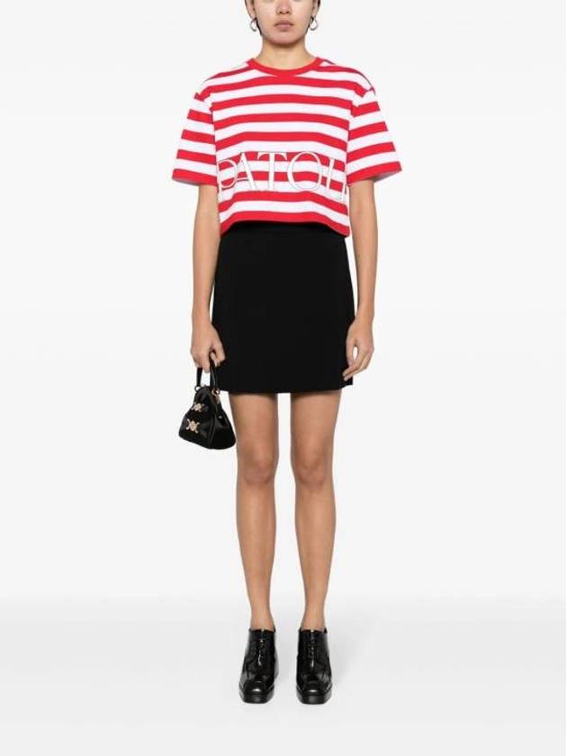 Organic Cotton Boxy Stripe Short Sleeve T-Shirt Red White - PATOU - BALAAN 8