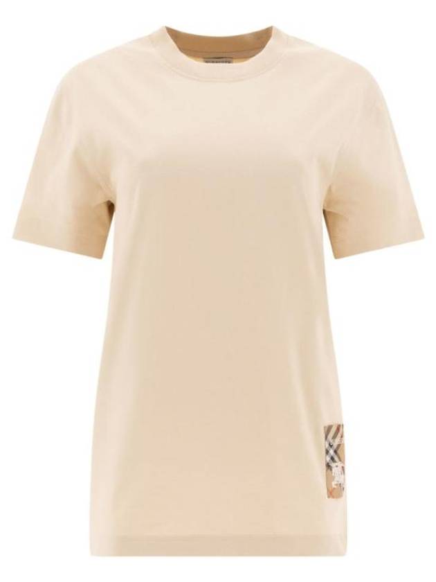 Check Label Cotton Short Sleeve T-Shirt Beige - BURBERRY - BALAAN 2